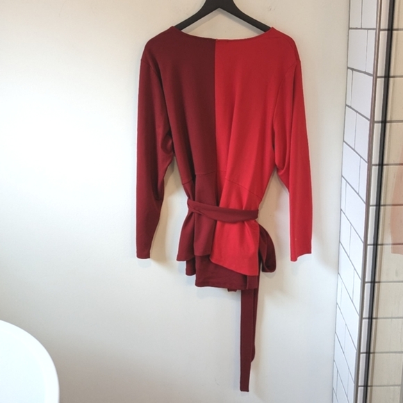 Like New Eloquii 2021 Red Colorblock Wrap Top - Picture 3 of 5